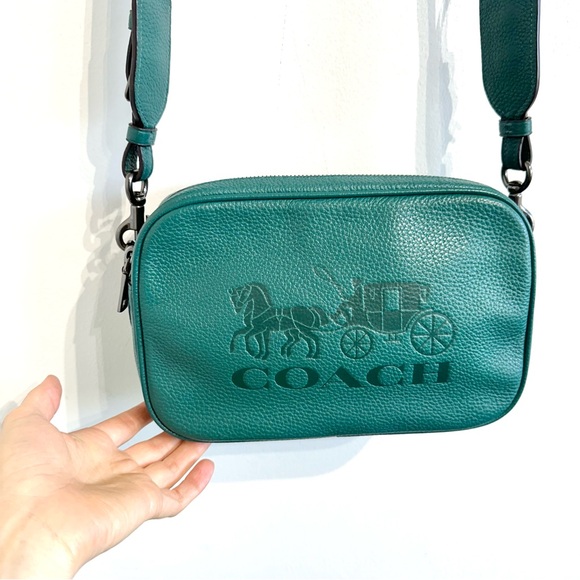Coach Jes Crossbody With Horse And Carriage Embossed Pebbled leather Viridian - Picture 3 of 13
